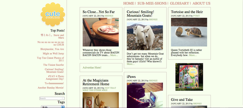 Screenshot of Tina Luu's Redesign of CuteOverload.com for Thinkful